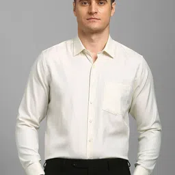 Louis Philippe Men Slim Fit Textured Spread Collar Cotton Formal Shirt-picture-37