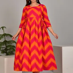 MURLI KURTI Geometric Printed Gotta Patti Fit & Flare Midi Cotton Maternity Ethnic Dress-picture-30