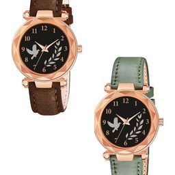 Gopal Shopcart Unisex Pack Of 2 Round Dial Analogue Watch GR379RG BIRD BRO Vel GRE L-picture-19