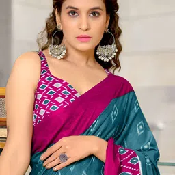 AMRUTKALA SAREES Ethnic Motifs Printed Pure Cotton Block Print Saree image 5