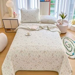 JC HOME White & Green Cartoon Charcter Printed 162 TC Single BedcoverSet-picture-49
