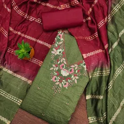 LeeliPeeri Designer Floral Embroidered Sequinned Cotton Unstitched Dress Material-image-64