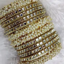 fitonrist Set Of 12 Pearls-Studded Bangles-image-2