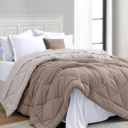 INDRA'S Beige & Coffee Brown Microfiber AC Room 150 GSM Comforter-picture-10