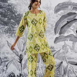 FLAVIA CREATION Printed Pure Cotton Top & Shirt & Trousers Night Suits-image-78