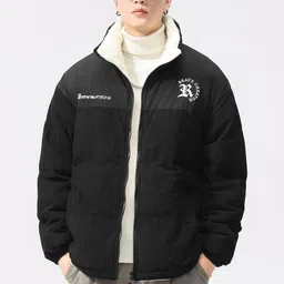 Mast & Harbour Men Typography Colourblocked Puffer Jacket with Embroidered image 3