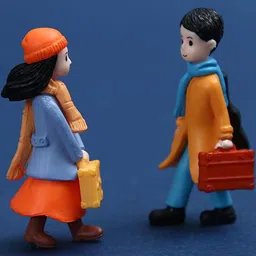 DEALSEVEN FASHION 2 Pieces Orange Romantic Winter Couple Miniature Figurine Showpieces-image-96