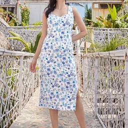MILOST city look Women Floral Printed Square Neck Bodycon Midi Dress image 4