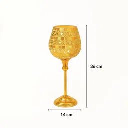 MARKET99 Goblet T-Light Holder Big Golden Mosaic Grandeur image 3