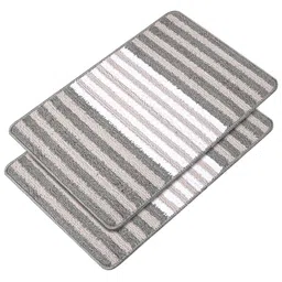Kuber Industries 2Pcs Grey & White Micro Pearl Lining Design Microfibre Anti-Skid Doormats-picture-19