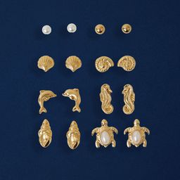 Accessorize Set Of 8 Pearls Beaded Animal Shaped Studs-picture-25