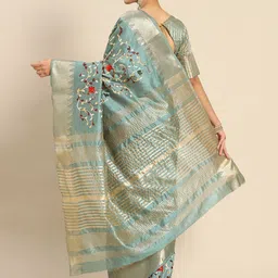 DIVASTRI Floral Embroidered Silk Cotton Banarasi Saree image 2