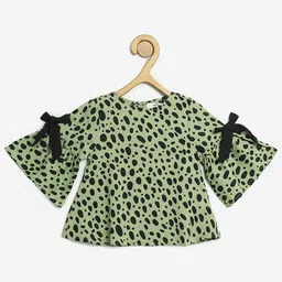 Chuppan chupai Girls Printed Bell Sleeve Crepe Top-image-0