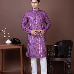 DEVOILER Abstract Embroidered Mandarin Collar Mirror Work Straight Kurta image 3