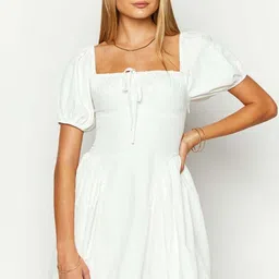 LULU & SKY Tie-Up Neck Puff Sleeve Fit & Flare Mini Dress-picture-15