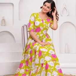 NEW4U Women Floral Printed Floral Anarkali Kurta image 4