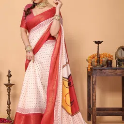 MAHARANI COUTURE Ethnic Motifs Pure Linen Banarasi Saree image 4