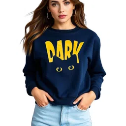 SALUJA FABRICS Women Typography Printed Round Neck Long Sleeves Cotton Pullover-image-29