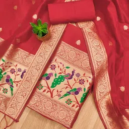 Panzora Ethnic Motifs Woven Design Unstitched Dress Material-image-64