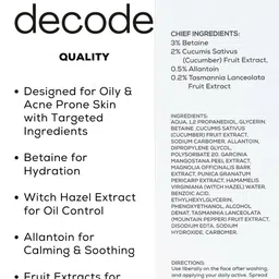 derma decode Oil-Control Face Moisturizer for Oily & Acne Prone Skin - 100 ml image 3