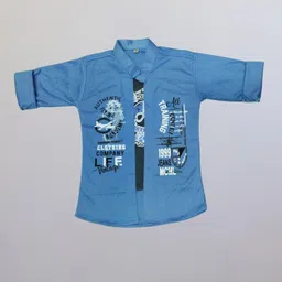 FASHION GRAB Boys Classic Fit Typography Printed Spread Collar Cotton Casual Shirt-image-68