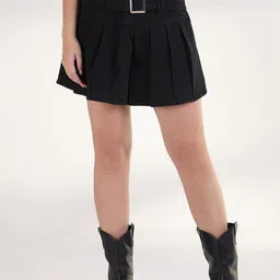 SHOWOFF Denim Flared Mini Skirt-picture-24