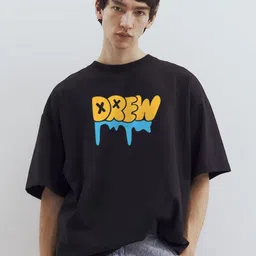 MaverIQ Men Typography Printed Round Neck Cotton Oversized T-shirt-image-82