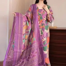 Moda Rapido Abstract Printed V-Neck Straight Kurta With Palazzos & Dupatta-picture-20