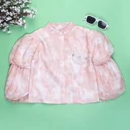 V-Mart Printed Mandarin Collar Cotton Shirt Style Top-image-33
