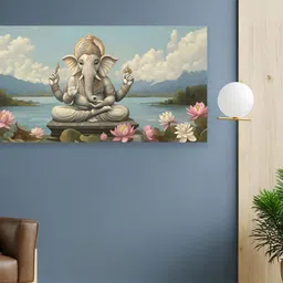 nestroots White & Blue 1 Piece Canvas Other Wall Paintings-picture-35