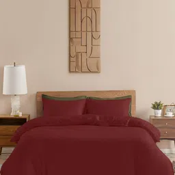 HOMEMONDE Burgundy 210 TC Pure Cotton King Duvet Cover-picture-27