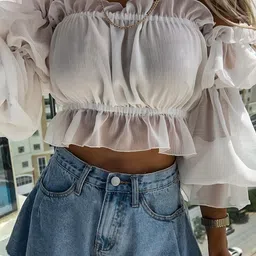 LULU & SKY Women Loose Fit High-Rise Denim Shorts image 2