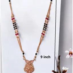 INDIAURA MODE Rose Gold-Plated Artificial Stones Studded And Beaded Mangalsutra image 2
