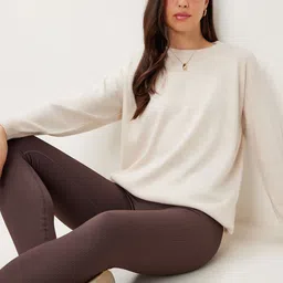 Happiness istanbul Women Solid Round Neck Long Sleeves Pullover Sweaters image 4