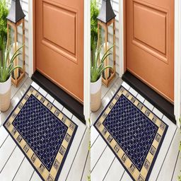 Myntra Elegant Homes 2-Pcs Blue & Golden Printed Cotton Rectangular Anti-Slip Doormats-picture-26