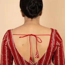 PU FASHION Women Maroon Ready to Wear Saree Blouse image 2