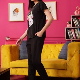 Clovia Pack Of 2 Printed V-Neck Pure Cotton Top & Pyjama image 5