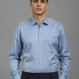 Luxure by Louis Philippe Men Classic Fit Vertical Striped Cotton Formal Shirt-image-83