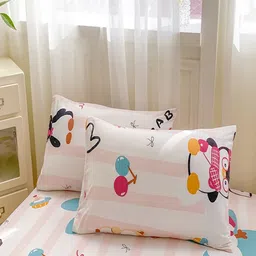 JC HOME Pink Conversational 140 TC Cotton King Size Bedsheet Set -2.00 x 2.20m image 5