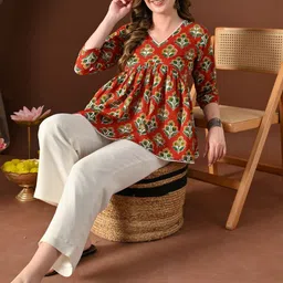 Anouk Rustic Floral Print Cotton Top image 3