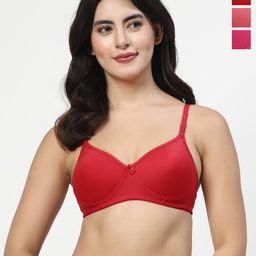 LILY Mfruomalg Pack of 3 Full Coverage Lightly Padded Seamless T Shirt Bra-picture-46