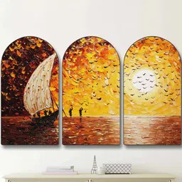 Myntra Elegant Homes Orange Set of 3 Piece MDF Other Wall Paintings-picture-26