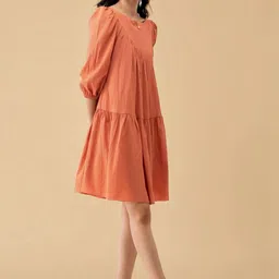 all about you Puff Sleeve Crepe A-Line Dress image 3