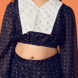 BAESD Girls Bandhani Printed Thread Work Top With Sharara image 2