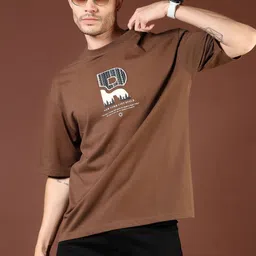 V-Mart Men Typography Printed Round Neck Cotton Relaxed Fit T-shirt image 2