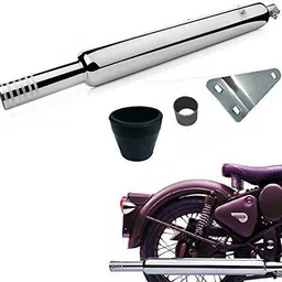 dhe best Long Bottle Punjab Dolki Empty/Freeflow Chrome Exhaust Silencer Royal Enfield Thunder Bird 500 Royal Enfield Thunder Bird 500 Full Exhaust System image 1