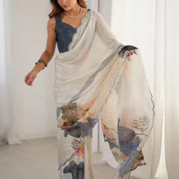 Kalista Printed Mirrorwork Chiffon Saree image 2