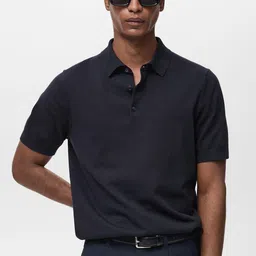 MANGO MAN Polo Collar Pure Cotton Knitted T-shirt-picture-22
