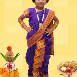Mom and Me Kids-Girls Blue Sarees-image-32
