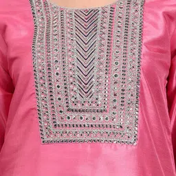 BANJANAN Women Ethnic Motifs Embroidered Regular Thread Work Kurta with Trousers image 5